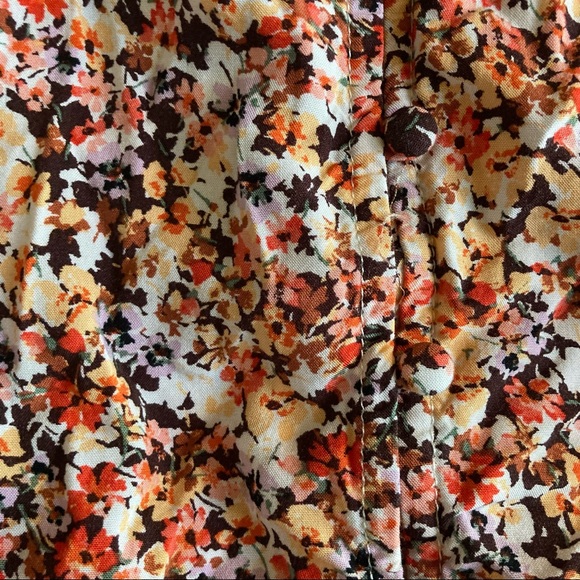 FIRM PRICE! Orange Floral Spaghetti Strap Tank with Buttons - Picture 3 of 4